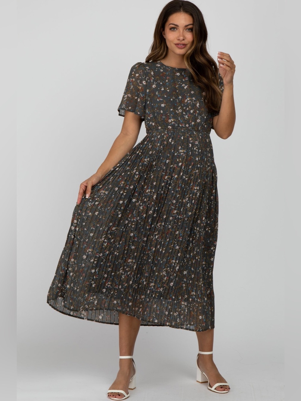 Baltic Born Floral Pleated Midi Dress